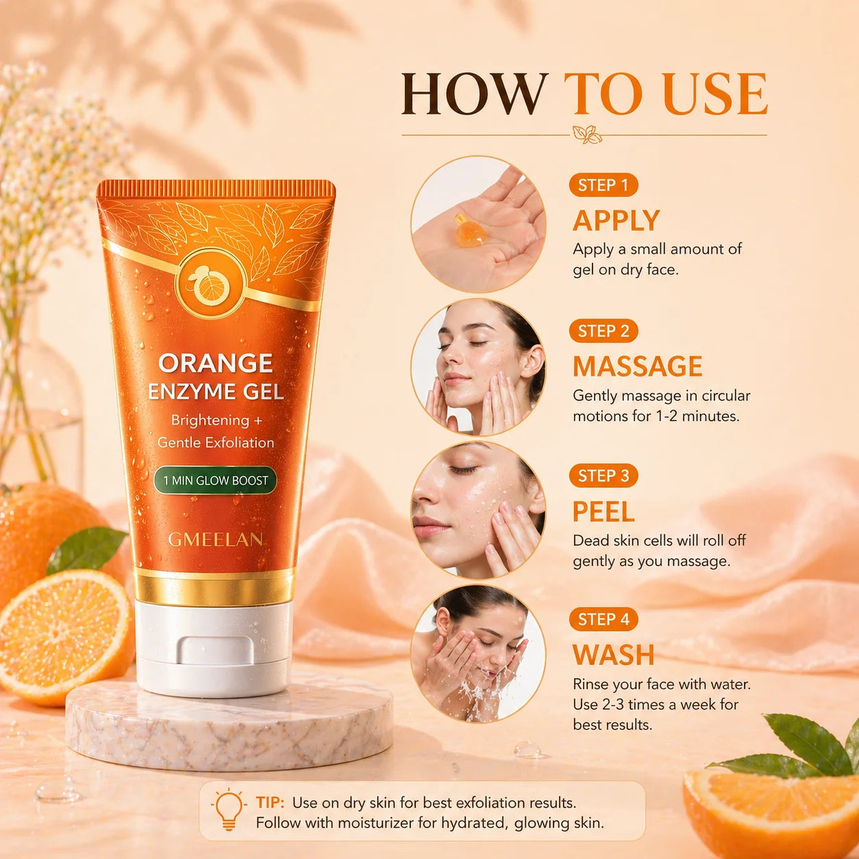 Orange Enzyme Face Exfoliating Gel for Glowing Skin