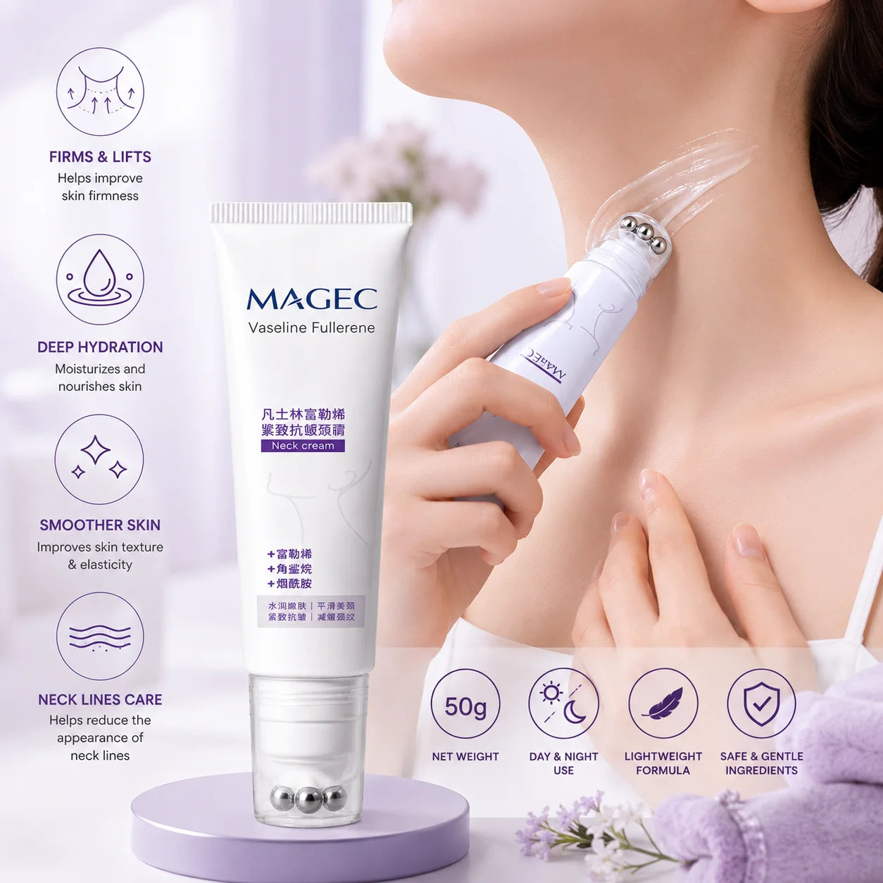 MAGEC Collagen Fullerene Neck Cream Pakistan | Neck Wrinkle & Firming Cream