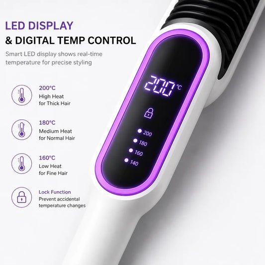Hair Straightener Brush with LED Display – Ceramic Heated Comb Pakistan