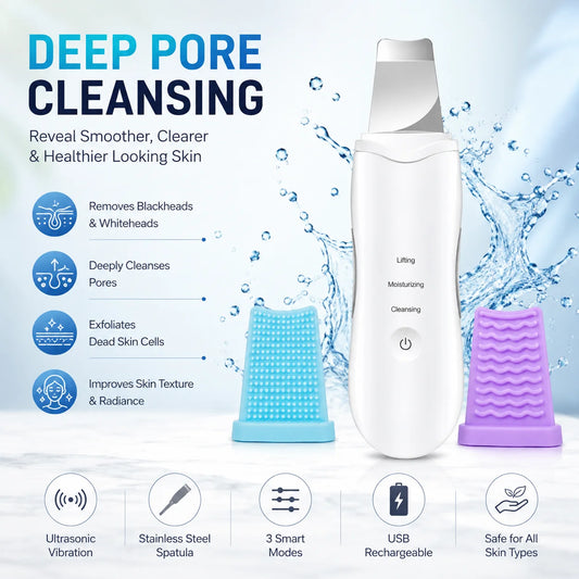 Leather Shovel Ultrasonic Facial Skin Scrubber – HandyPeak Blackhead Remover