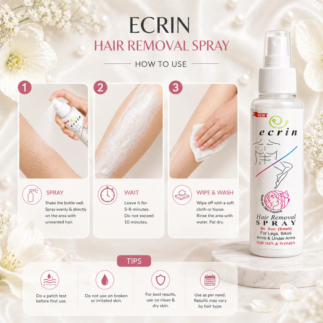 Ecrin Hair Removal Spray For Men & Women