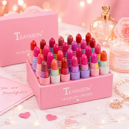 18 Colors Mini Lipstick Set Pakistan | Matte Multicolor Lipstick Kit for Girls