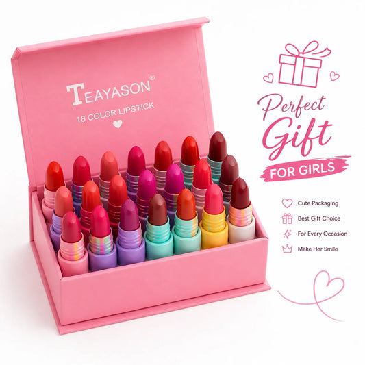 18 Colors Mini Lipstick Set for Girls – Matte Multicolor Lipstick Kit