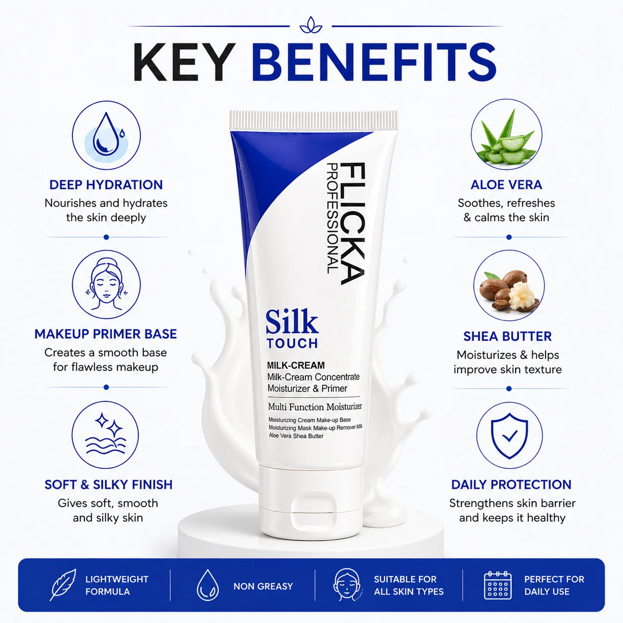 Flicka Professional Silk Touch Milk Cream for Soft Glowing Skin