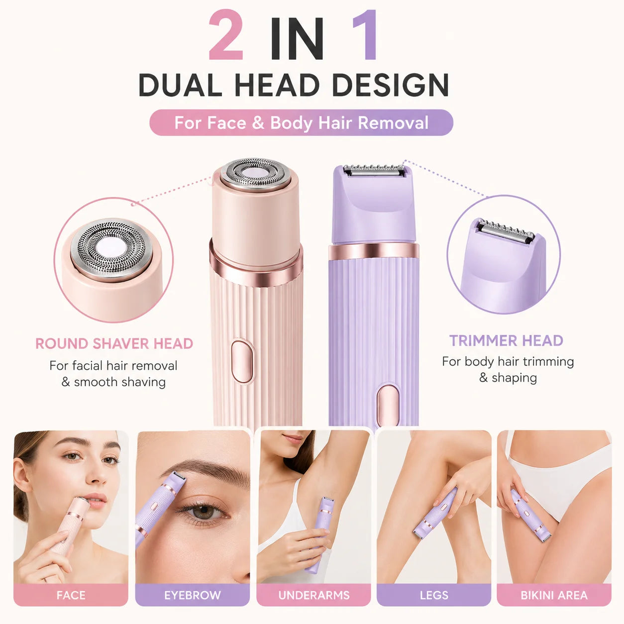 2 in 1 Double Headed Electric Shaver for Women Pakistan | Facial & Body Hair Remover
