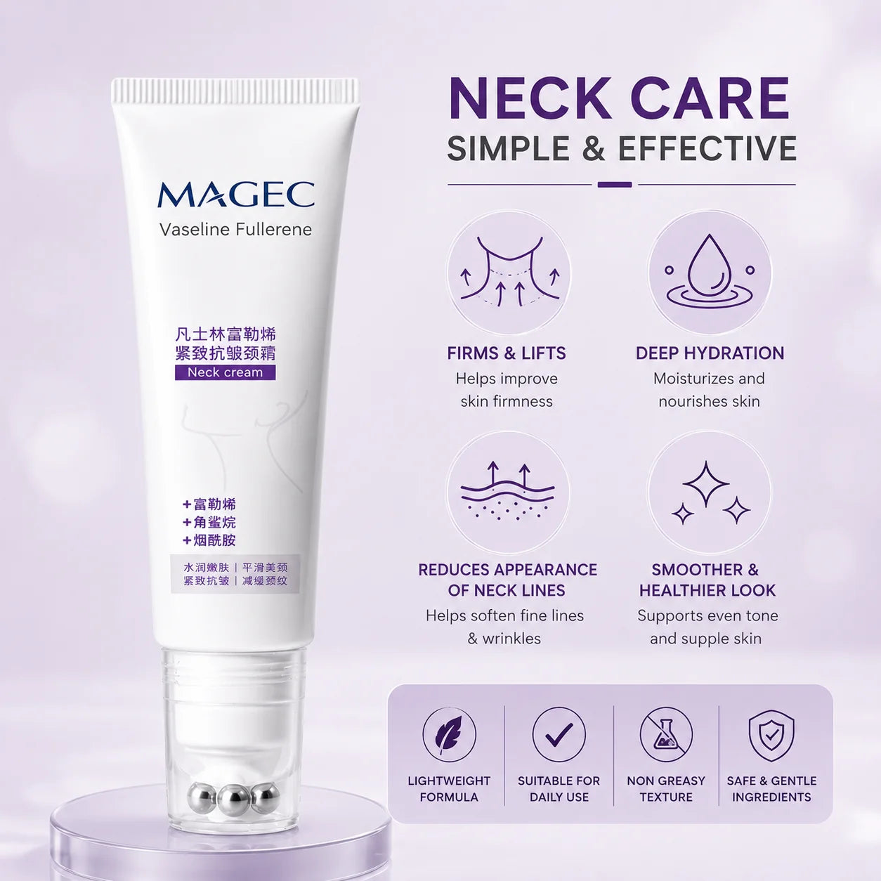 MAGEC Collagen Fullerene Neck Cream Pakistan | Neck Wrinkle & Firming Cream