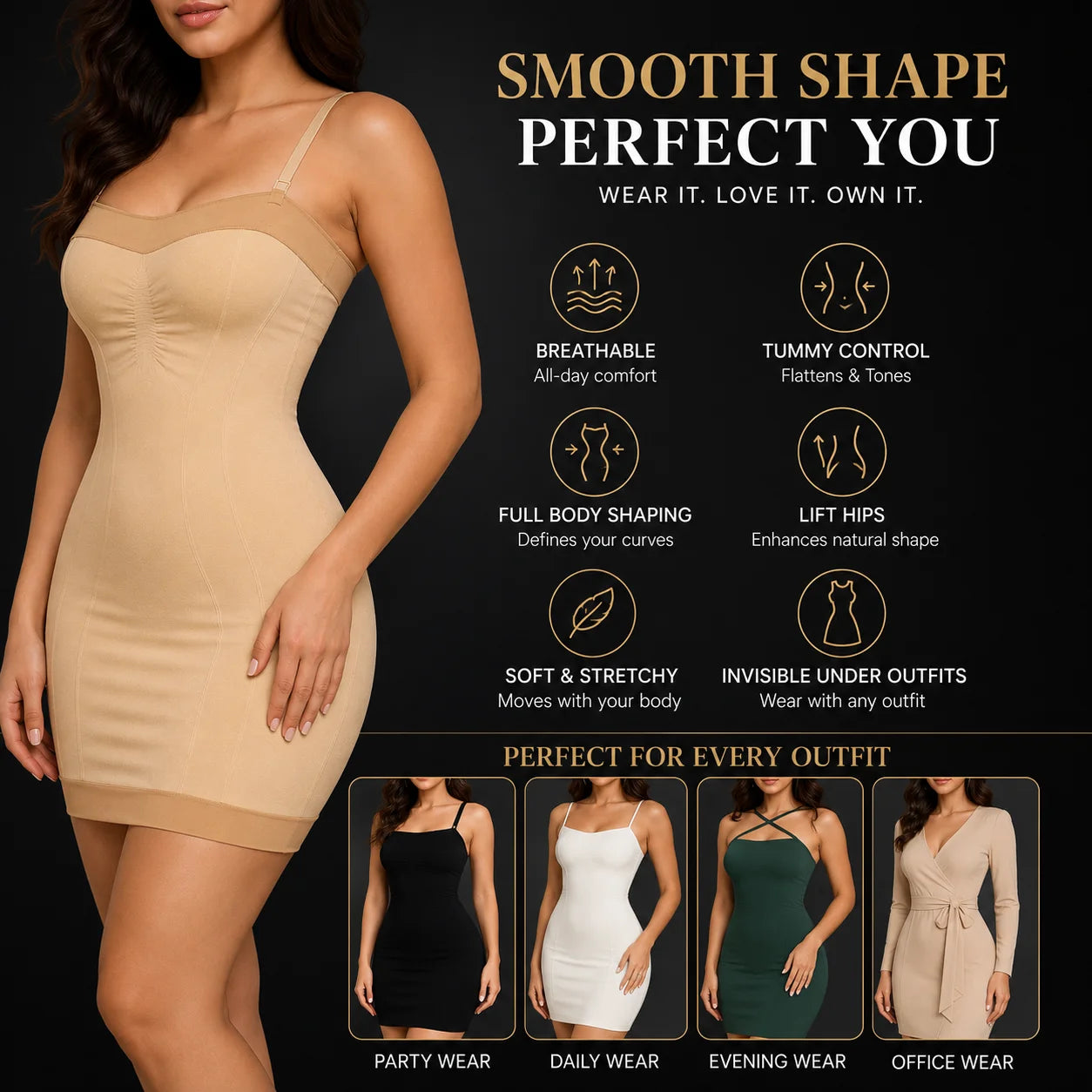 Seamless Full Body Shaper Dress Pakistan | Tummy Control Slimming Shapewear