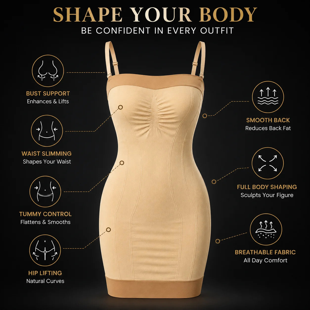 Seamless Full Body Shaper Dress Pakistan | Tummy Control Slimming Shapewear