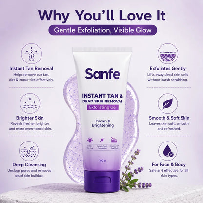 Sanfe Instant Tan & Dead Skin Removal Gel Pakistan | Exfoliating Gel for Face & Body
