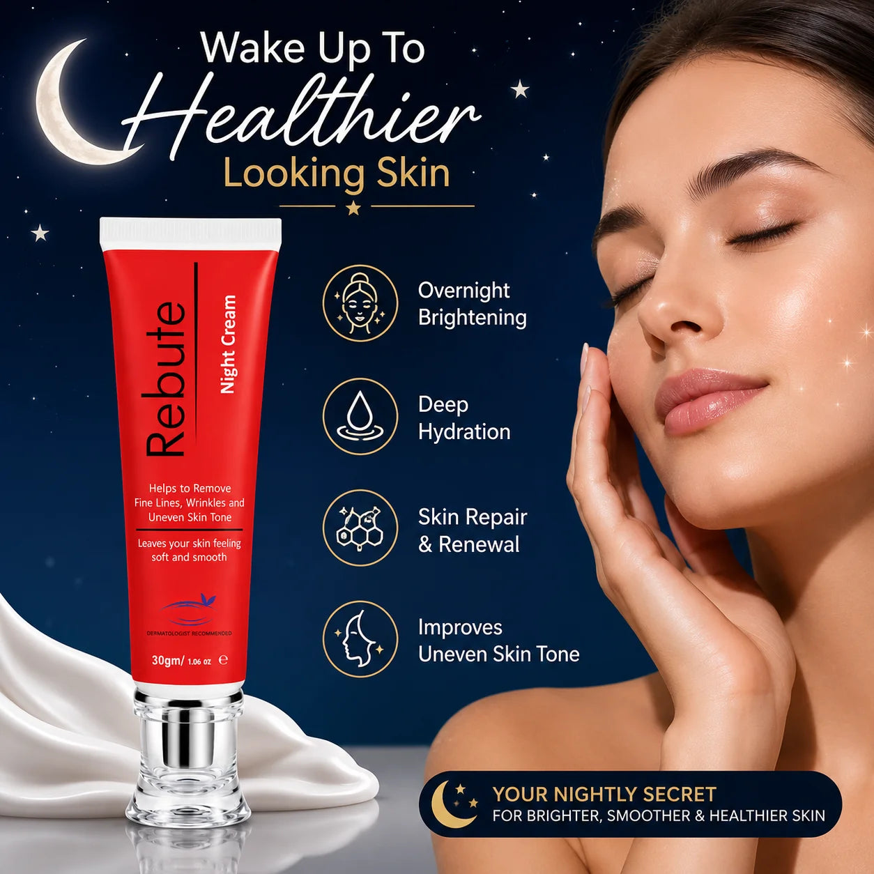Rebute Night Cream 30g Pakistan | Brightening, Anti Wrinkle & Skin Repair Cream