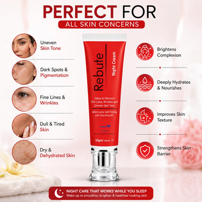Rebute Night Cream 30g Pakistan | Brightening, Anti Wrinkle & Skin Repair Cream