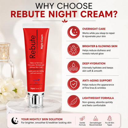 Rebute Night Cream 30g Pakistan | Brightening, Anti Wrinkle & Skin Repair Cream
