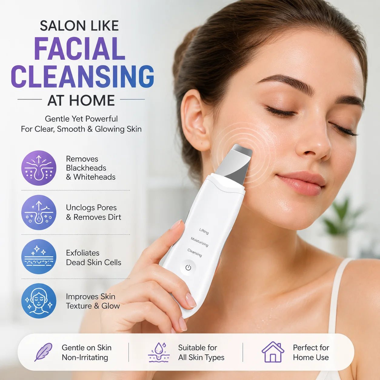 Leather Shovel Ultrasonic Facial Skin Scrubber – HandyPeak Blackhead Remover