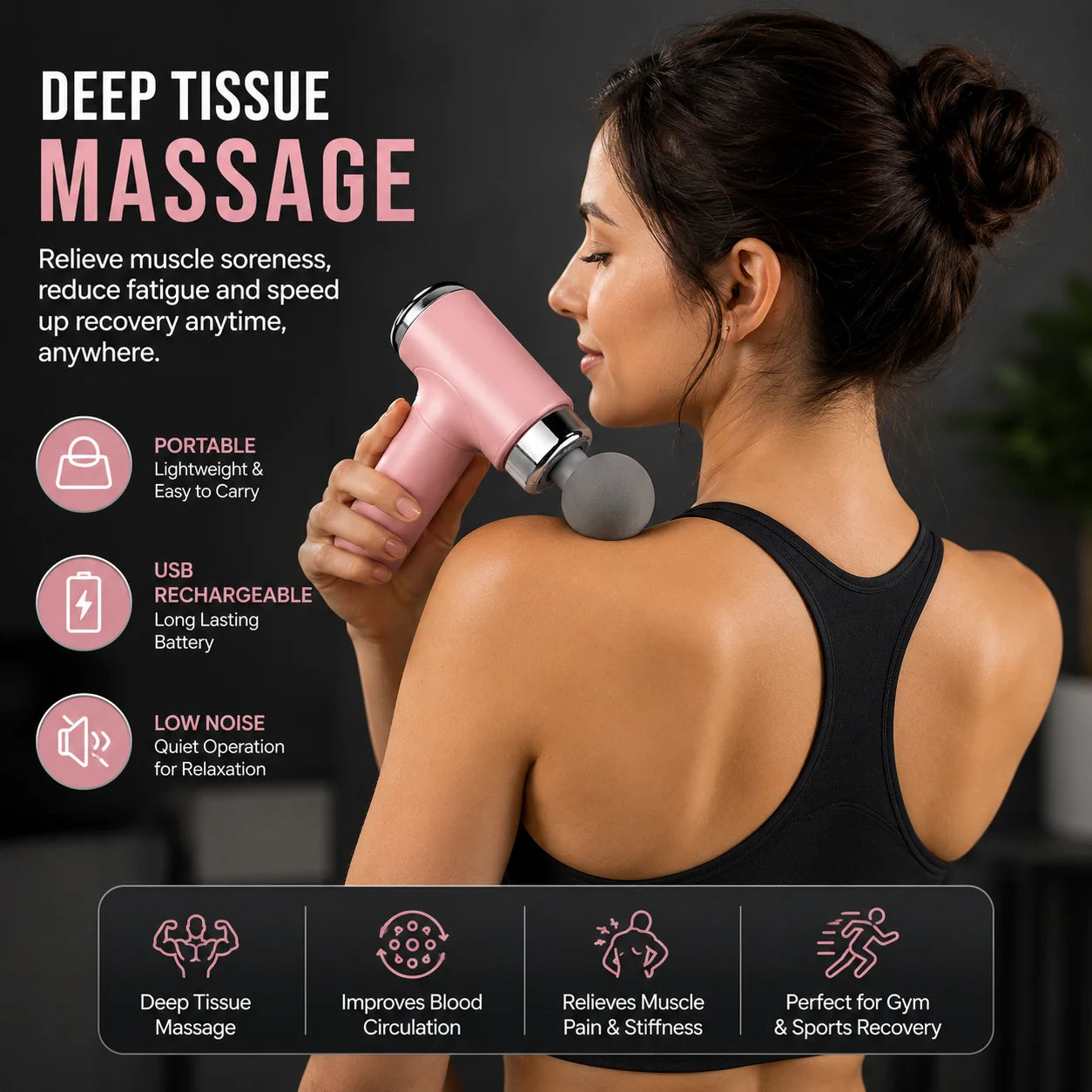 Mini Cordless Muscle Massage Gun in Pakistan | Portable Deep Tissue Massager
