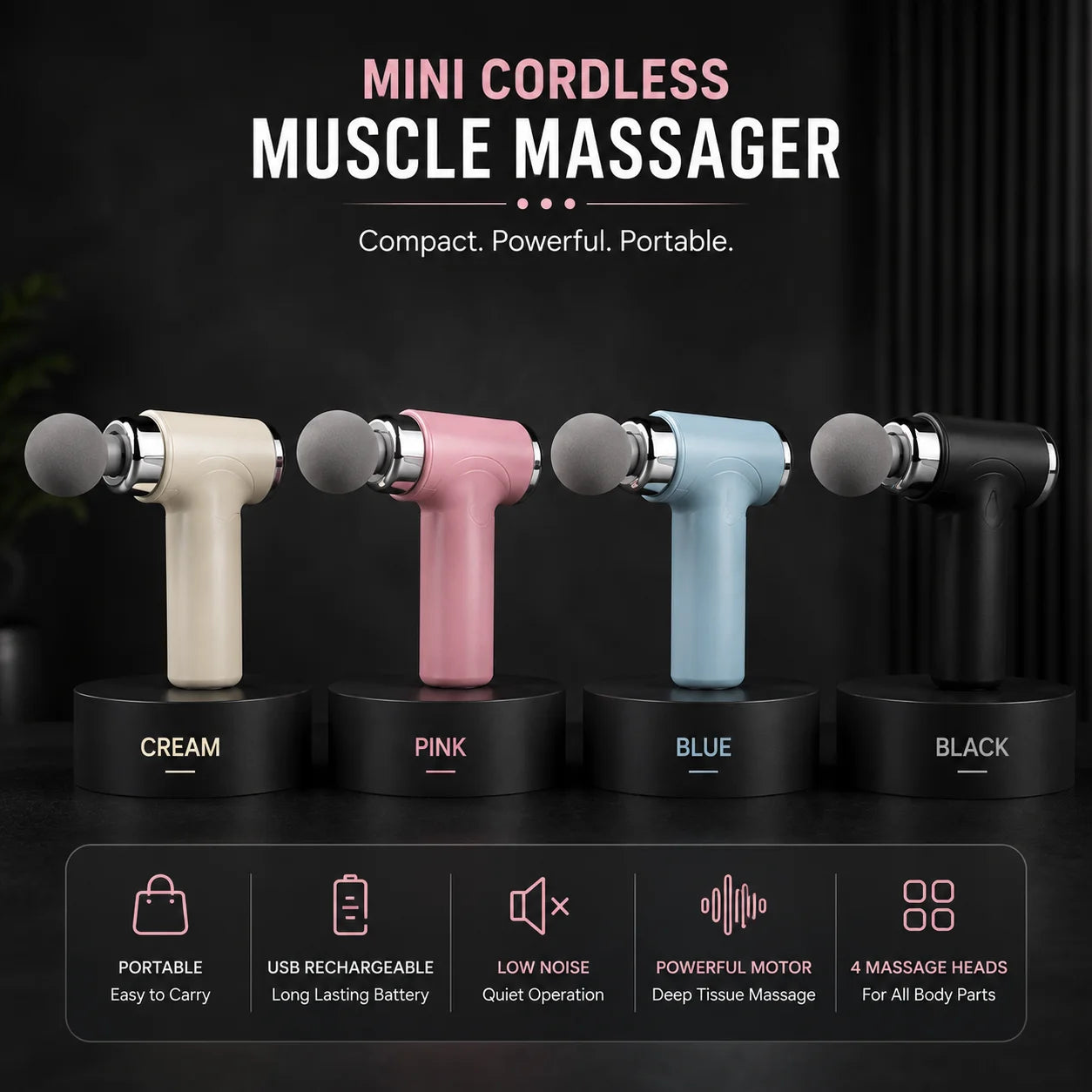 Mini Cordless Muscle Massage Gun in Pakistan | Portable Deep Tissue Massager