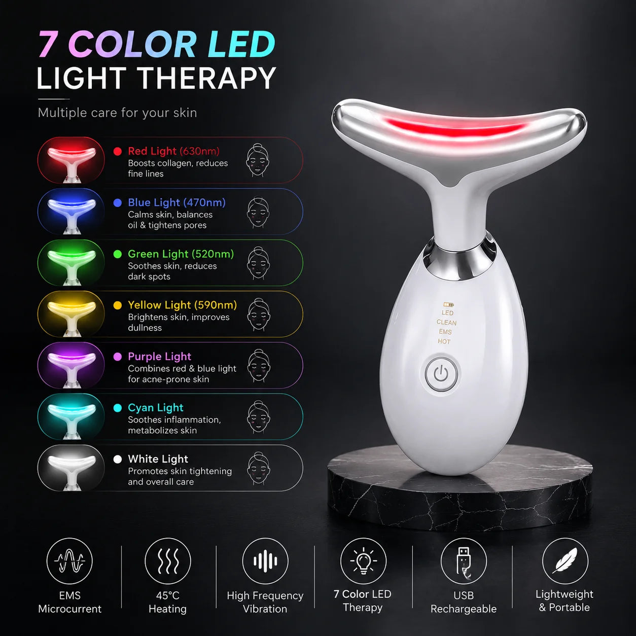 ES-1081 LED Neck & Face Massager in Pakistan | Anti Wrinkle Skin Tightening Device