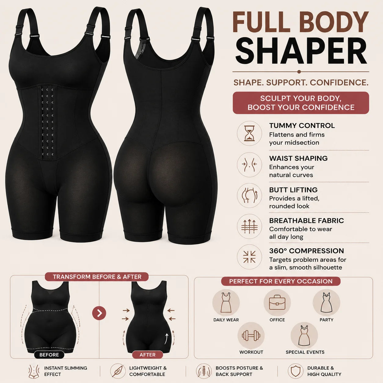 Premium Full Body Shaper for Women | Tummy Control Waist Trainer Pakistan
